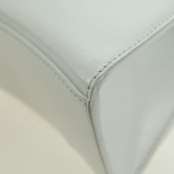 BALENCIAGA Hour Glass Hand Bag Leather 2way White Silver 592833 Auth bs34969M