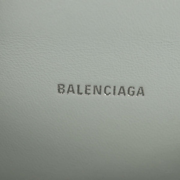 BALENCIAGA Hour Glass Hand Bag Leather 2way White Silver 592833 Auth bs34969M
