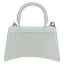 BALENCIAGA Hour Glass Hand Bag Leather 2way White Silver 592833 Auth bs34969M-3