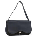HERMES Sac Colorado MM Shoulder Bag Leather Navy Silver Auth bs34970V-1
