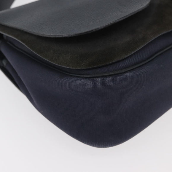HERMES Sac Colorado MM Shoulder Bag Leather Navy Silver Auth bs34970V