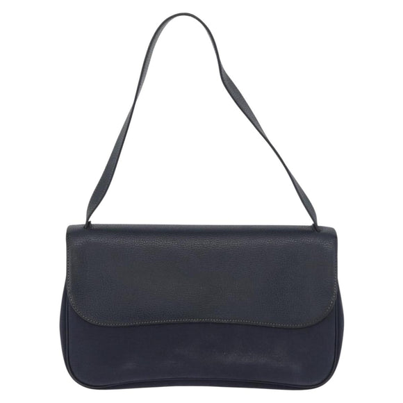 HERMES Sac Colorado MM Shoulder Bag Leather Navy Silver Auth bs34970V