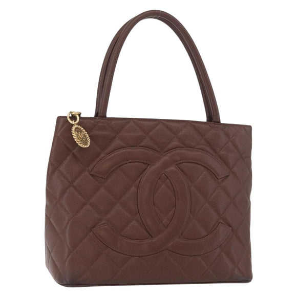 CHANEL Reissue Tote Bag Caviar Skin Brown Gold CC Auth bs34981A
