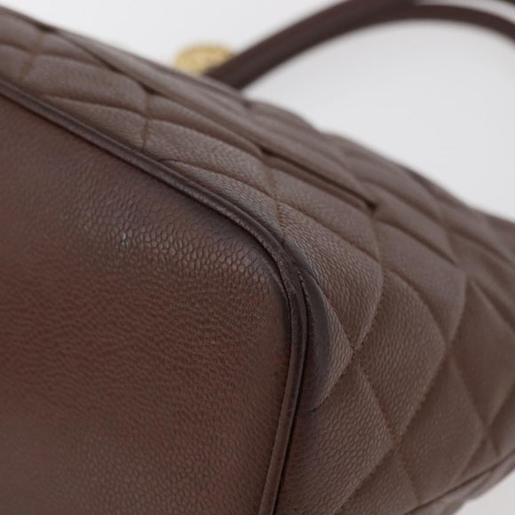 CHANEL Reissue Tote Bag Caviar Skin Brown Gold CC Auth bs34981A