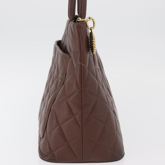 CHANEL Reissue Tote Bag Caviar Skin Brown Gold CC Auth bs34981A