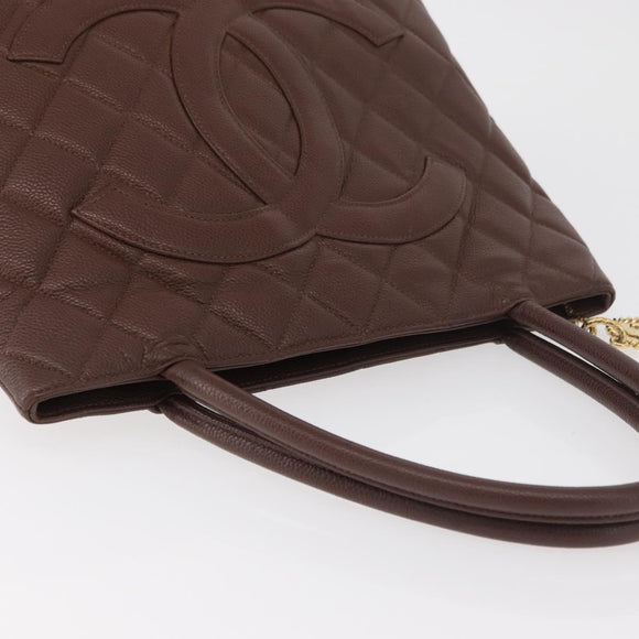 CHANEL Reissue Tote Bag Caviar Skin Brown Gold CC Auth bs34981A