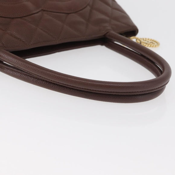 CHANEL Reissue Tote Bag Caviar Skin Brown Gold CC Auth bs34981A