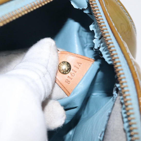 LOUIS VUITTON Monogram Vernis Bedford Hand Bag Baby Blue M91007 LV Auth bs34984
