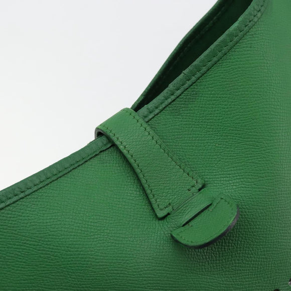 HERMES Evelyn GM Shoulder Bag Leather Green Gold Auth bs34987A