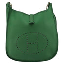 HERMES Evelyn GM Shoulder Bag Leather Green Gold Auth bs34987A-2