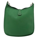 HERMES Evelyn GM Shoulder Bag Leather Green Gold Auth bs34987A-3
