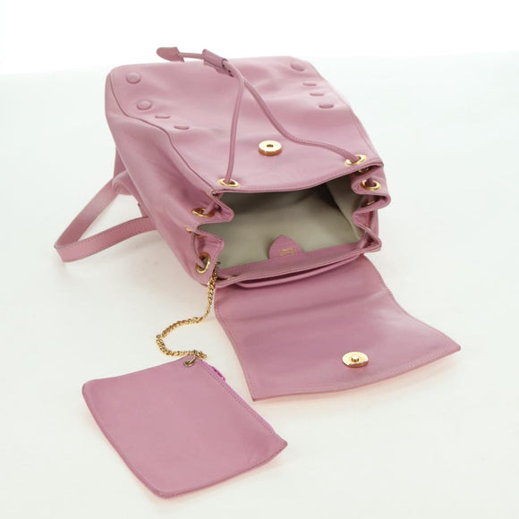 CELINE Backpack Leather Pink Gold Auth bs34989V