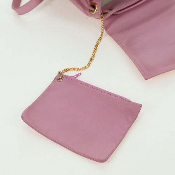 CELINE Backpack Leather Pink Gold Auth bs34989V