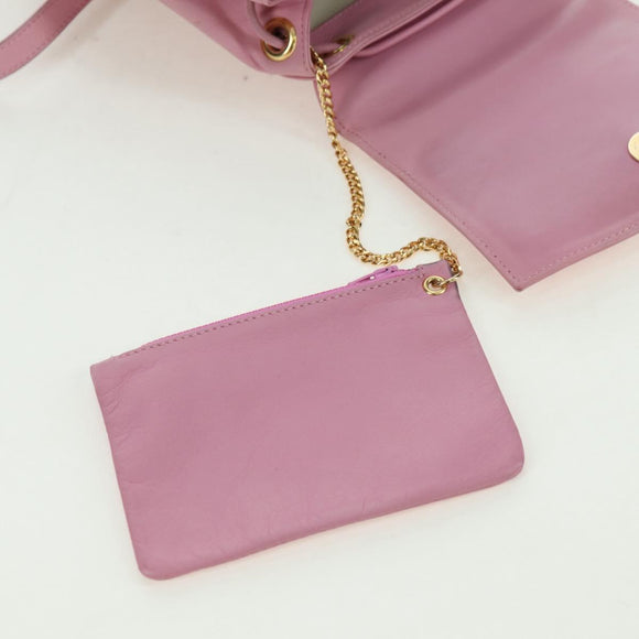 CELINE Backpack Leather Pink Gold Auth bs34989V