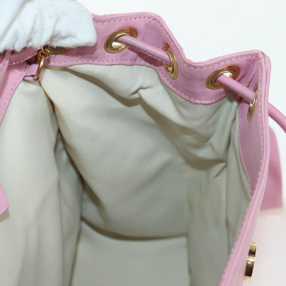 CELINE Backpack Leather Pink Gold Auth bs34989V