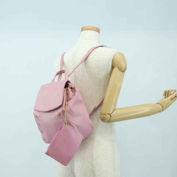 CELINE Backpack Leather Pink Gold Auth bs34989V