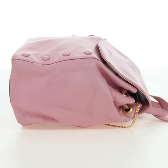 CELINE Backpack Leather Pink Gold Auth bs34989V