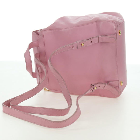 CELINE Backpack Leather Pink Gold Auth bs34989V
