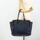 Chloe Tote Bag Leather Navy Gold Auth bs35003-19