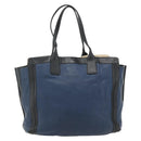 Chloe Tote Bag Leather Navy Gold Auth bs35003-2