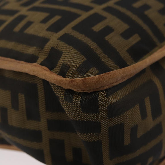 FENDI Zucca Canvas Shoulder Bag Brown Black Auth bs35004