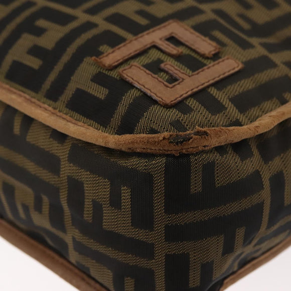 FENDI Zucca Canvas Shoulder Bag Brown Black Auth bs35004