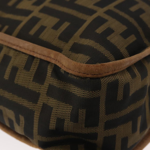 FENDI Zucca Canvas Shoulder Bag Brown Black Auth bs35004