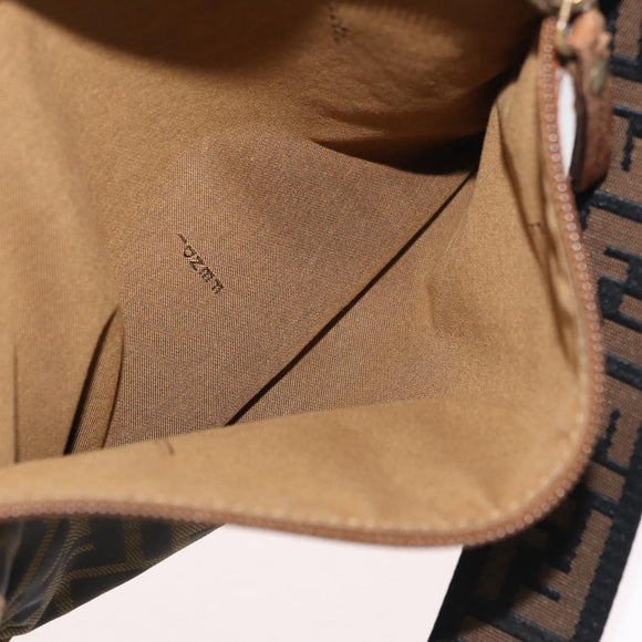 FENDI Zucca Canvas Shoulder Bag Brown Black Auth bs35004