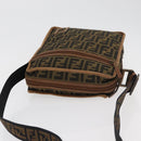 FENDI Zucca Canvas Shoulder Bag Brown Black Auth bs35004-6
