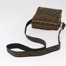 FENDI Zucca Canvas Shoulder Bag Brown Black Auth bs35004-7