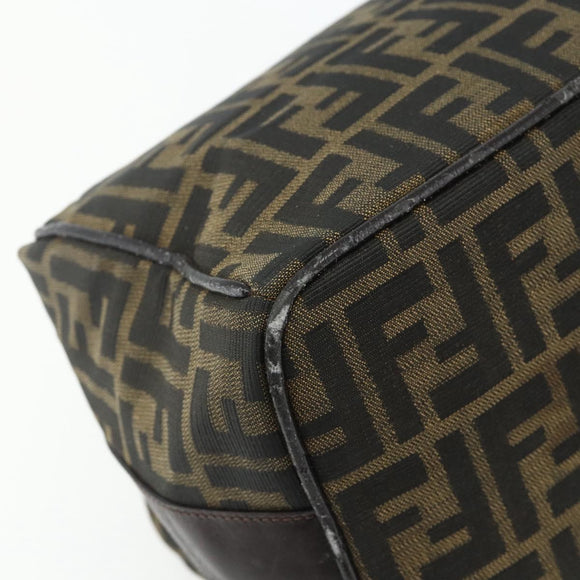 FENDI Zucca Canvas Handtasche Braun Schwarz Auth bs35005