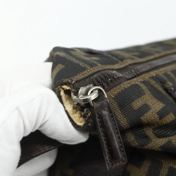 FENDI Zucca Canvas Handtasche Braun Schwarz Auth bs35005