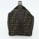 FENDI Zucca Canvas Handtasche Braun Schwarz Auth bs35005-3