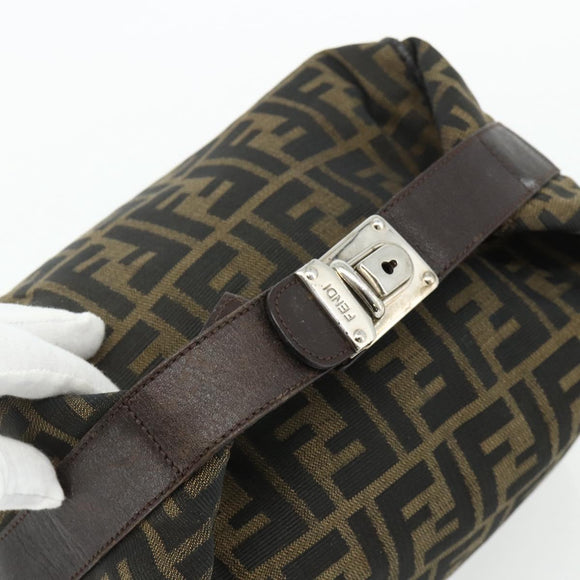 FENDI Zucca Canvas Handtasche Braun Schwarz Auth bs35005