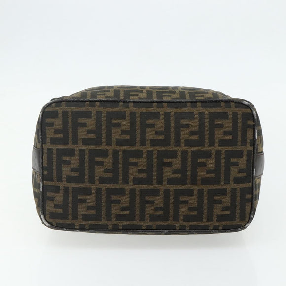 FENDI Zucca Canvas Handtasche Braun Schwarz Auth bs35005