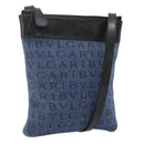 BVLGARI Logo Mania Shoulder Bag Denim Blue Silver Auth bs35006-1