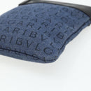 BVLGARI Logo Mania Shoulder Bag Denim Blue Silver Auth bs35006-15