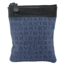 BVLGARI Logo Mania Shoulder Bag Denim Blue Silver Auth bs35006-13