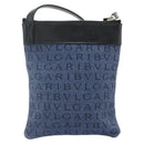 BVLGARI Logo Mania Shoulder Bag Denim Blue Silver Auth bs35006-2