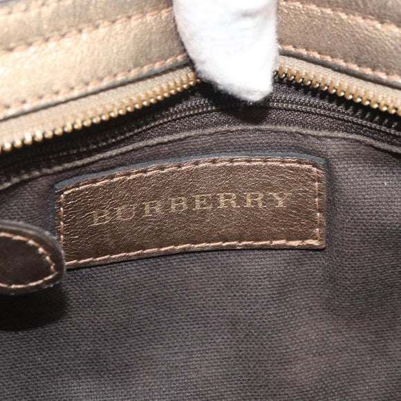 BURBERRY Nova Check Shoulder Bag PVC Beige Gold Auth bs35011