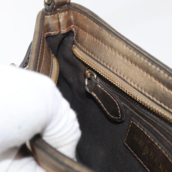 BURBERRY Nova Check Shoulder Bag PVC Beige Gold Auth bs35011