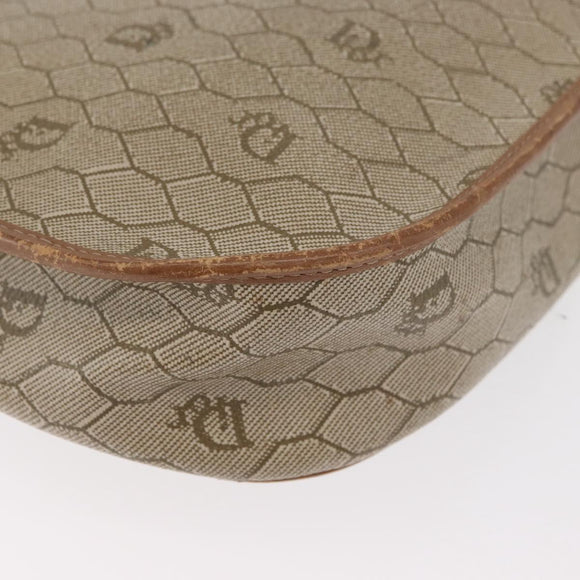 Christian Dior Honeycomb Canvas Shoulder Bag PVC Beige Gold Auth bs35012