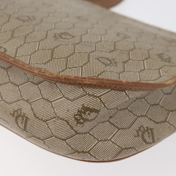 Christian Dior Honeycomb Canvas Shoulder Bag PVC Beige Gold Auth bs35012