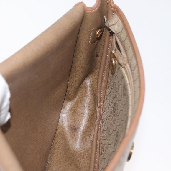 Christian Dior Honeycomb Canvas Shoulder Bag PVC Beige Gold Auth bs35012