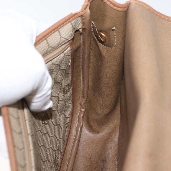 Christian Dior Honeycomb Canvas Shoulder Bag PVC Beige Gold Auth bs35012
