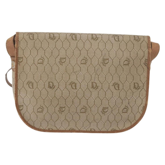 Christian Dior Honeycomb Canvas Shoulder Bag PVC Beige Gold Auth bs35012
