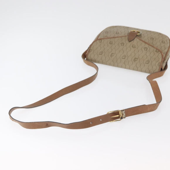 Christian Dior Honeycomb Canvas Shoulder Bag PVC Beige Gold Auth bs35012