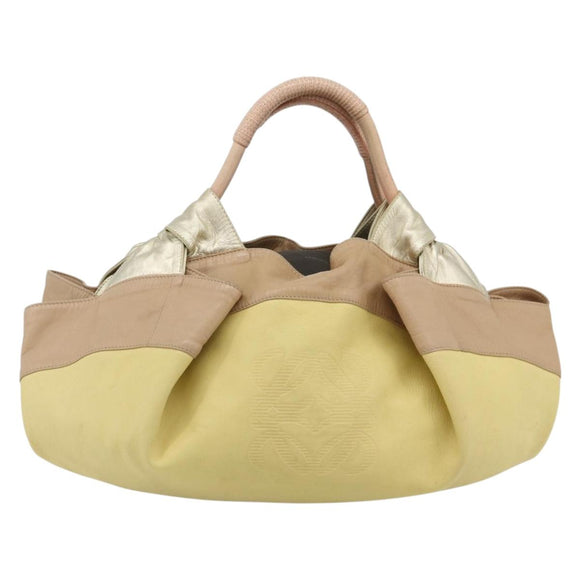 LOEWE Anagram Nappa Aire Hand Bag Leather Yellow Gold Auth bs35016A