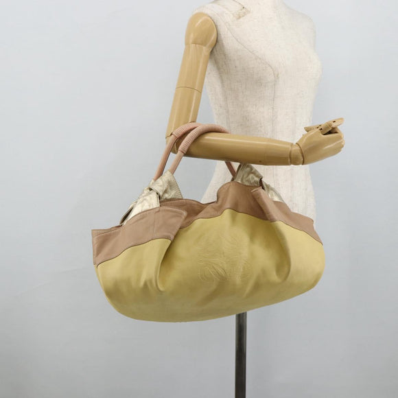 LOEWE Anagram Nappa Aire Hand Bag Leather Yellow Gold Auth bs35016A