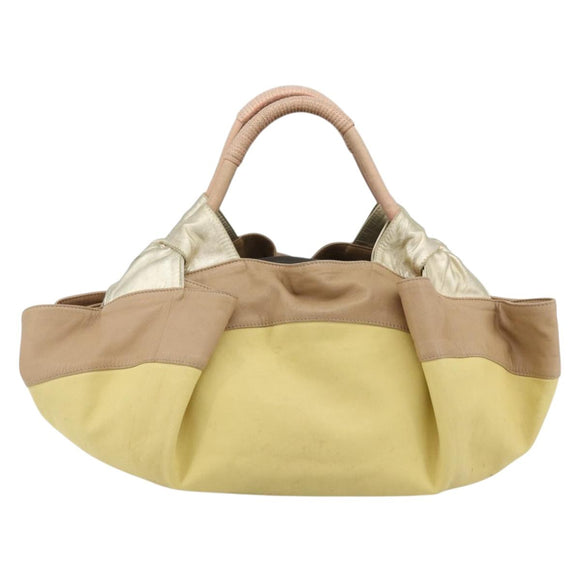 LOEWE Anagram Nappa Aire Hand Bag Leather Yellow Gold Auth bs35016A